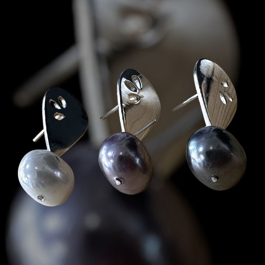 Aretes Calado gota perla Shell